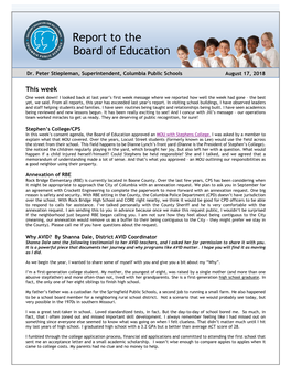 Report to the Board of Education