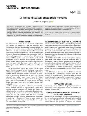 X-Linked Diseases: Susceptible Females