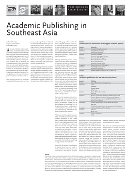 Academic Publishing in Southeast Asia