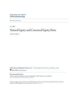 Natural Equity and Canonical Equity;Note Charles Lefebvre