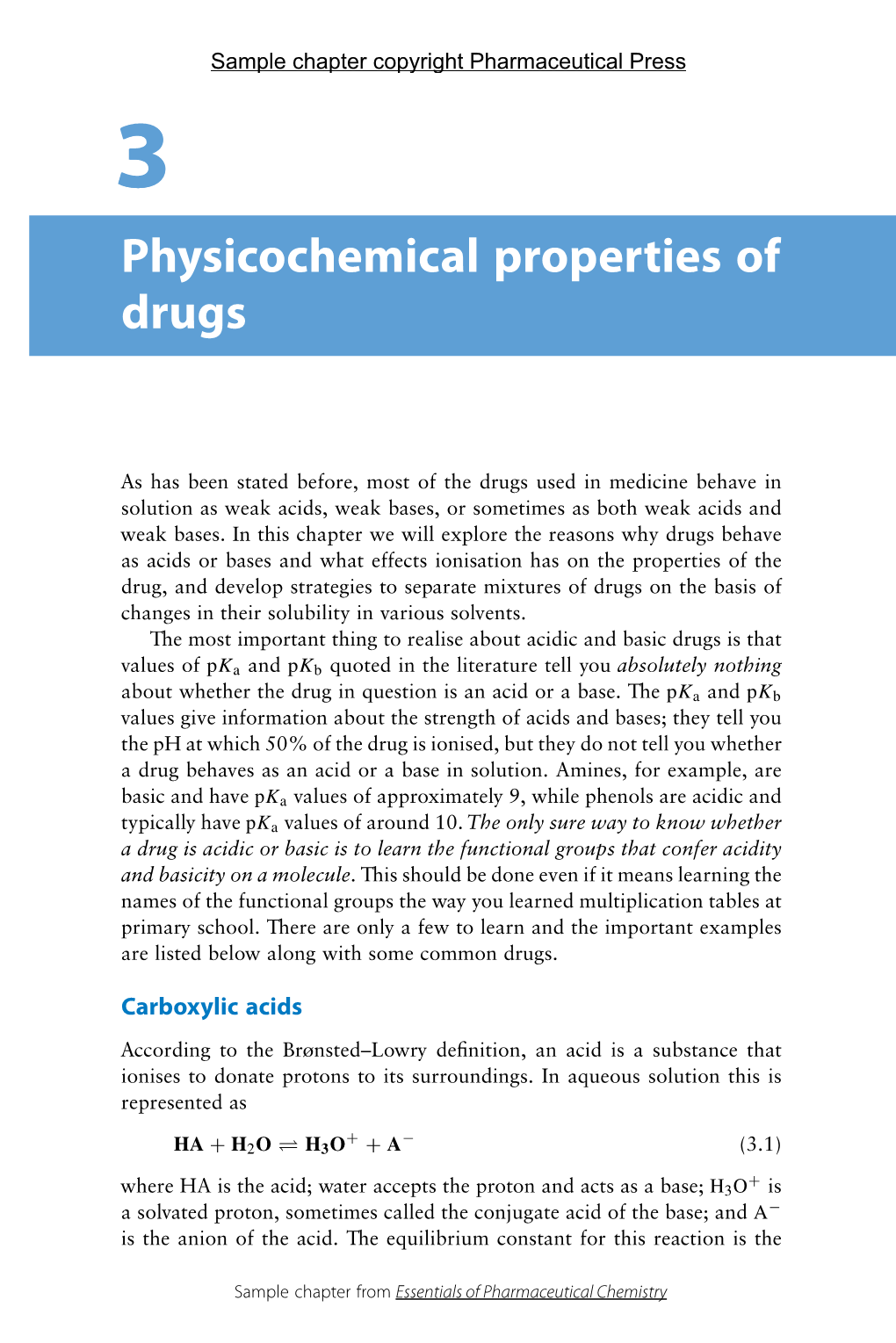 Physicochemical Properties of Drugs