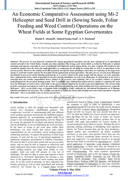 Sowing Seeds, Foliar Feeding and Weed Control) Operations on the Wheat Fields at Some Egyptian Governorates