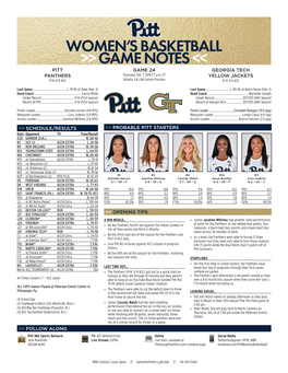 Schedule/Results Pitt Panthers Game 24 Georgia