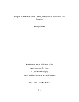 Religion of the Father: Islam, Gender, and Politics of Ethnicity in Late Socialism