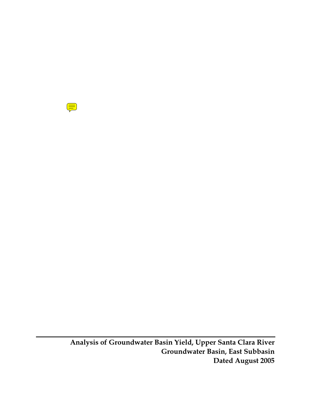 Groundwater Hydrology and Operating Plan