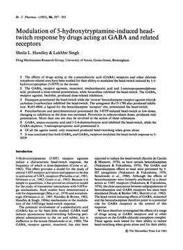 Modulation of 5-Hydroxytryptamine-Induced Head- Twitch Response by Drugs Acting at GABA and Related Receptors Sheila L