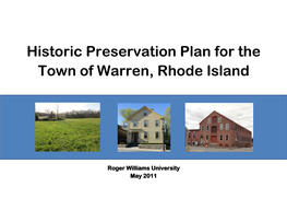 Historic Preservation Plan for the Town of Warren, Rhode Island