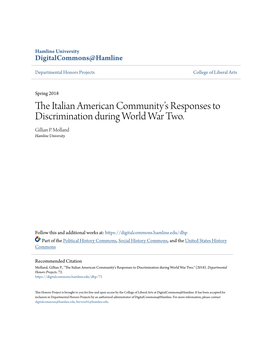 The Italian American Community's Responses to Discrimination During