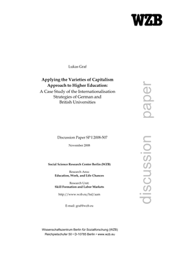 Applying the Varieties of Capitalism Approach to Higher Education: a Case Study of the Internationalisation Strategies of German and British Universities