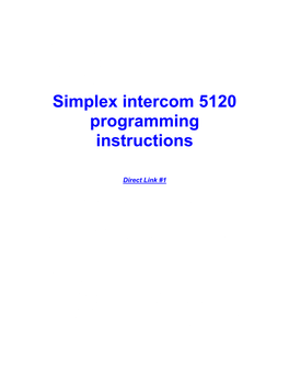 Simplex Intercom 5120 Programming Instructions