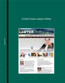 Contra Costa Lawyer Online August 2013 the Contra Costa Lawyer Is the Official Publication of the Contra Costa County Bar Association (CCCBA)