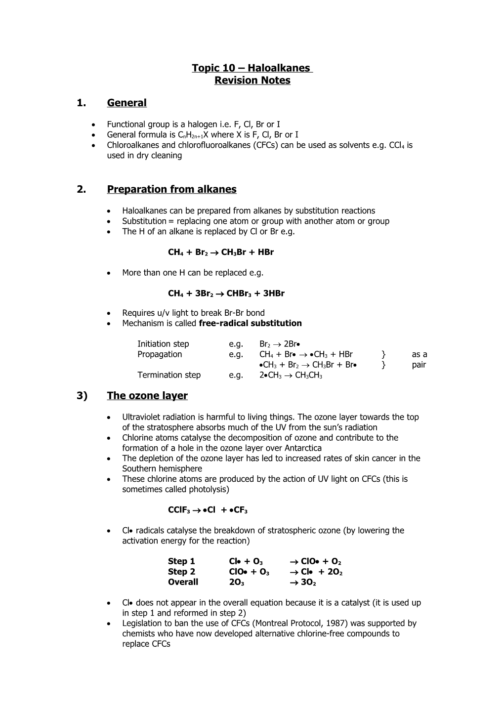 Topic 10 Haloalkanes