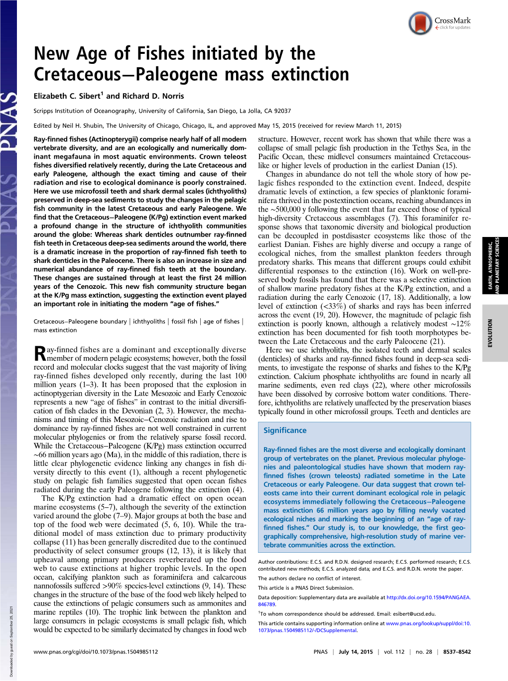 New Age of Fishes Initiated by the Cretaceous−Paleogene Mass Extinction