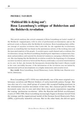 Rosa Luxemburg's Critique of Bolshevism and the Bolshevik