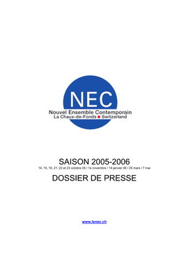 Saison 2005-2006 Dossier De Presse