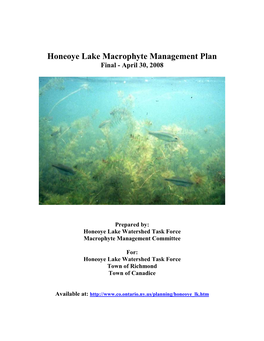 Honeoye Lake Macrophyte Management Plan Final - April 30, 2008