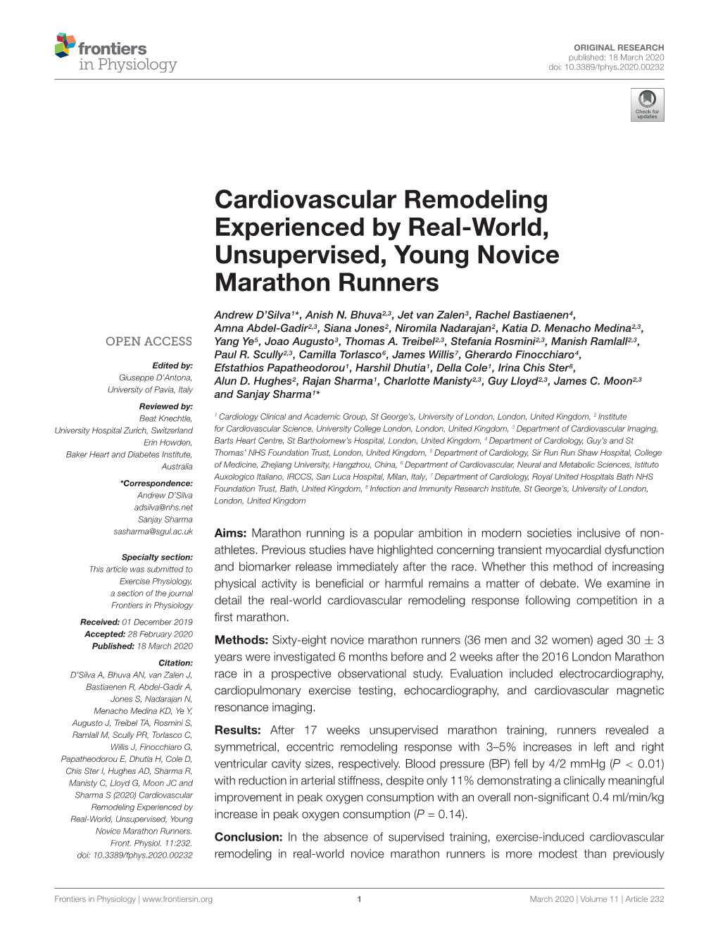 Cardiovascular Remodeling Experienced by Real-World, Unsupervised, Young Novice Marathon Runners