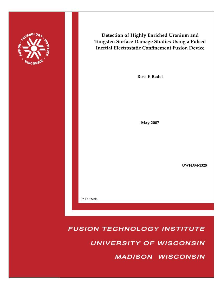 UWFDM-1325 Detection of Highly Enriched Uranium and Tungsten