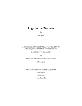 Logic in the Tractatus