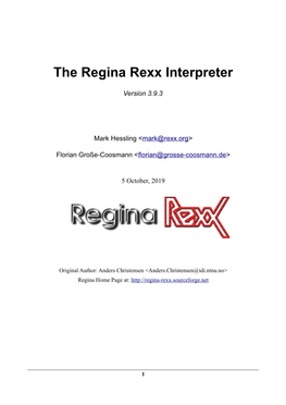 The Regina Rexx Interpreter