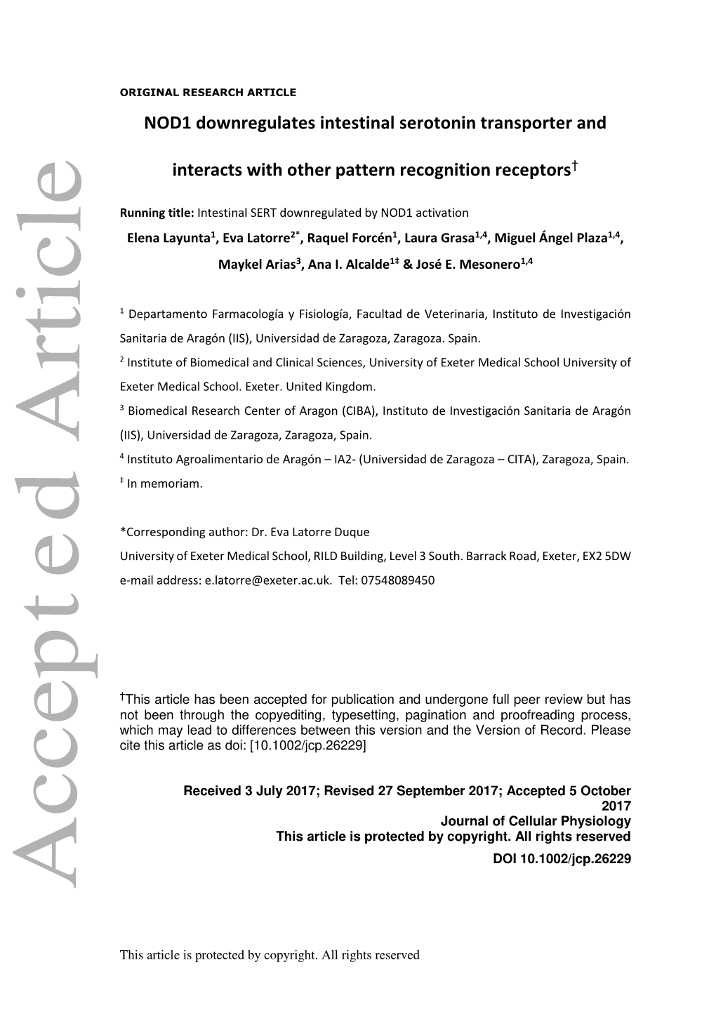 NOD1 Downregulates Intestinal Serotonin Transporter and Interacts