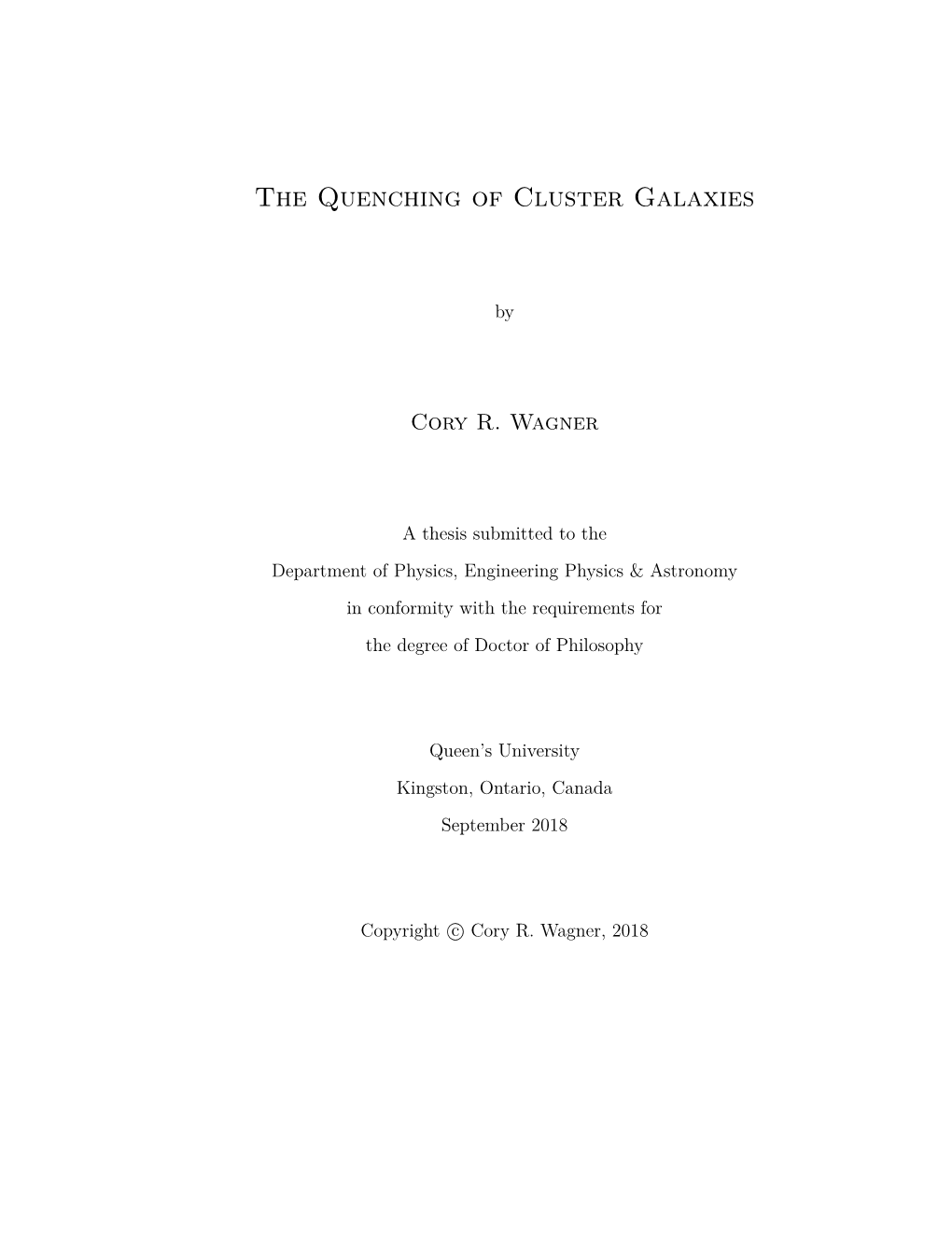 The Quenching of Cluster Galaxies