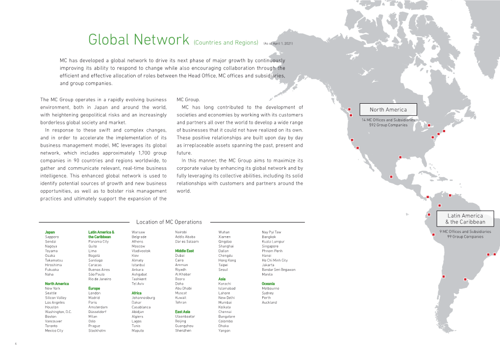 Global Network (Countries and Regions) (As of April 1, 2021)