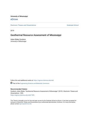 Geothermal Resource Assessment of Mississippi