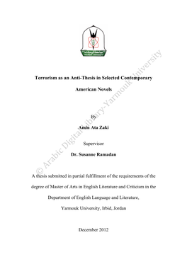 Terrorism As an Anti-Thesis in Selected Contemporary American