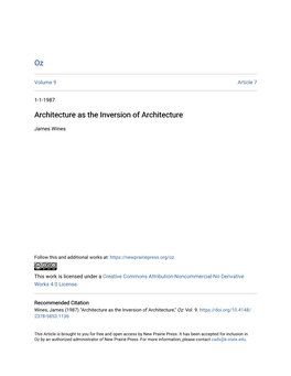 Architecture As the Inversion of Architecture