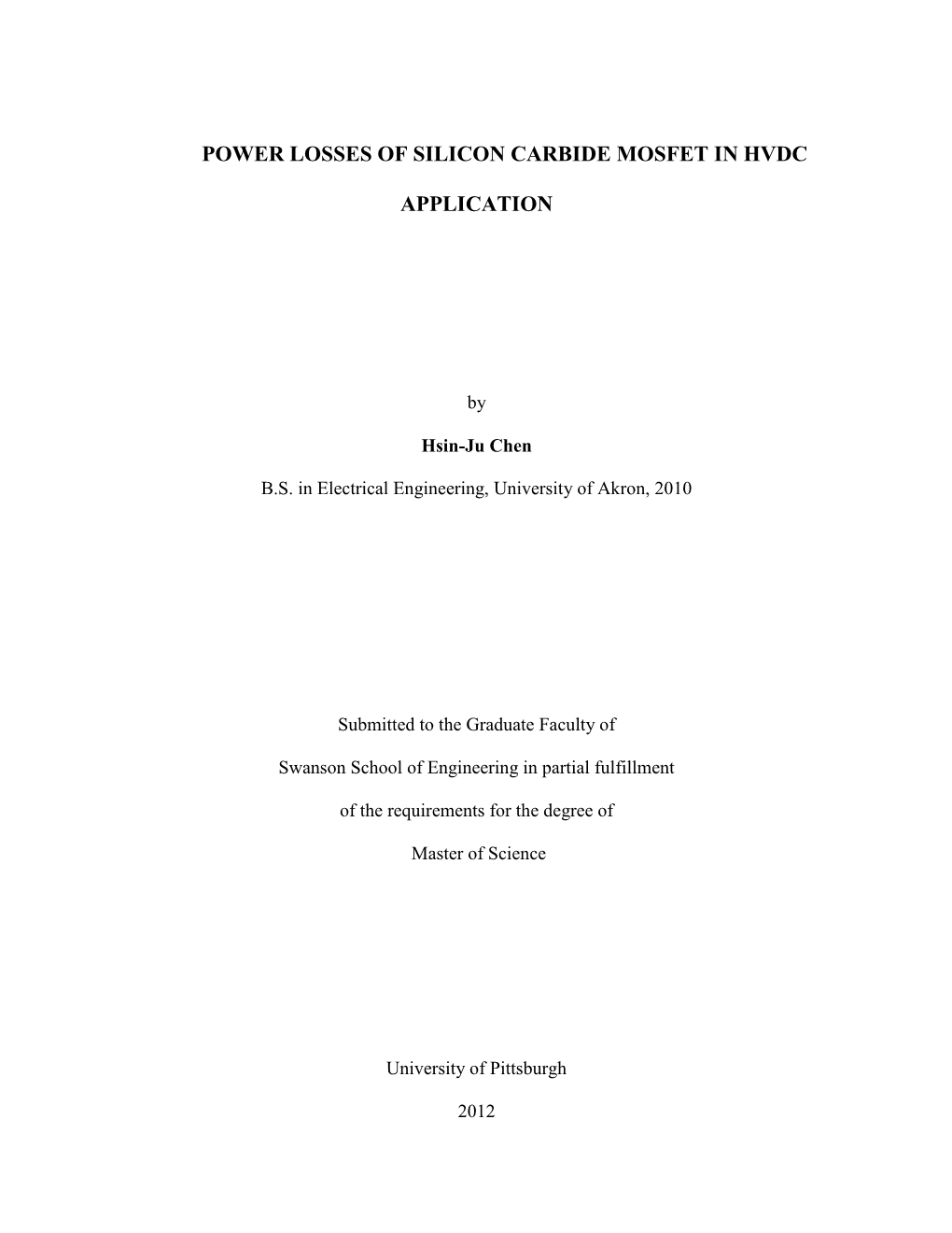 Power Losses of Silicon Carbide Mosfet in Hvdc