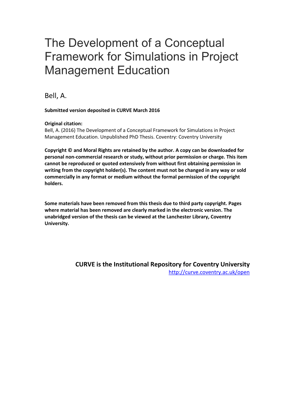 The Development of a Conceptual Framework for Simulations in Project Management Education