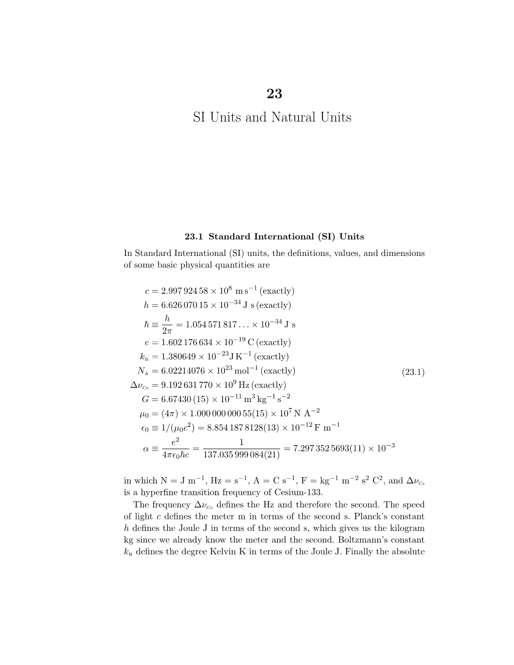 23 SI Units and Natural Units