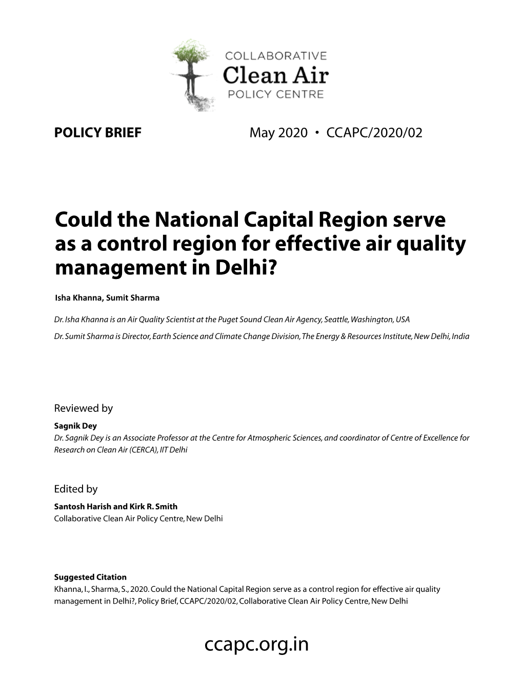 Could the National Capital Region Serve As a Control Region for Effective Air Quality Management in Delhi?