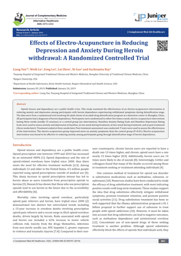 Effects of Electro-Acupuncture in Reducing Depression and Anxiety During Heroin Withdrawal: a Randomized Controlled Trial