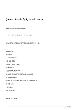 Queen Victoria by Lytton Strachey&lt;/H1&gt;