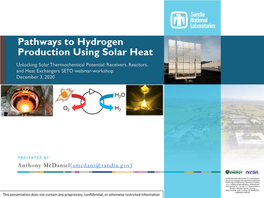 Pathways to Hydrogen Production Using Solar Heat