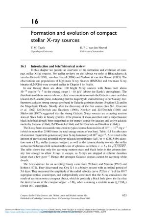 Formation and Evolution of Compact Stellar X-Ray Sources