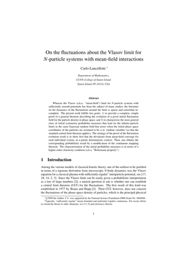 On the Fluctuations About the Vlasov Limit for N-Particle Systems With