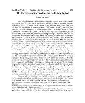 The Evolution of the Study of the Hellenistic Period