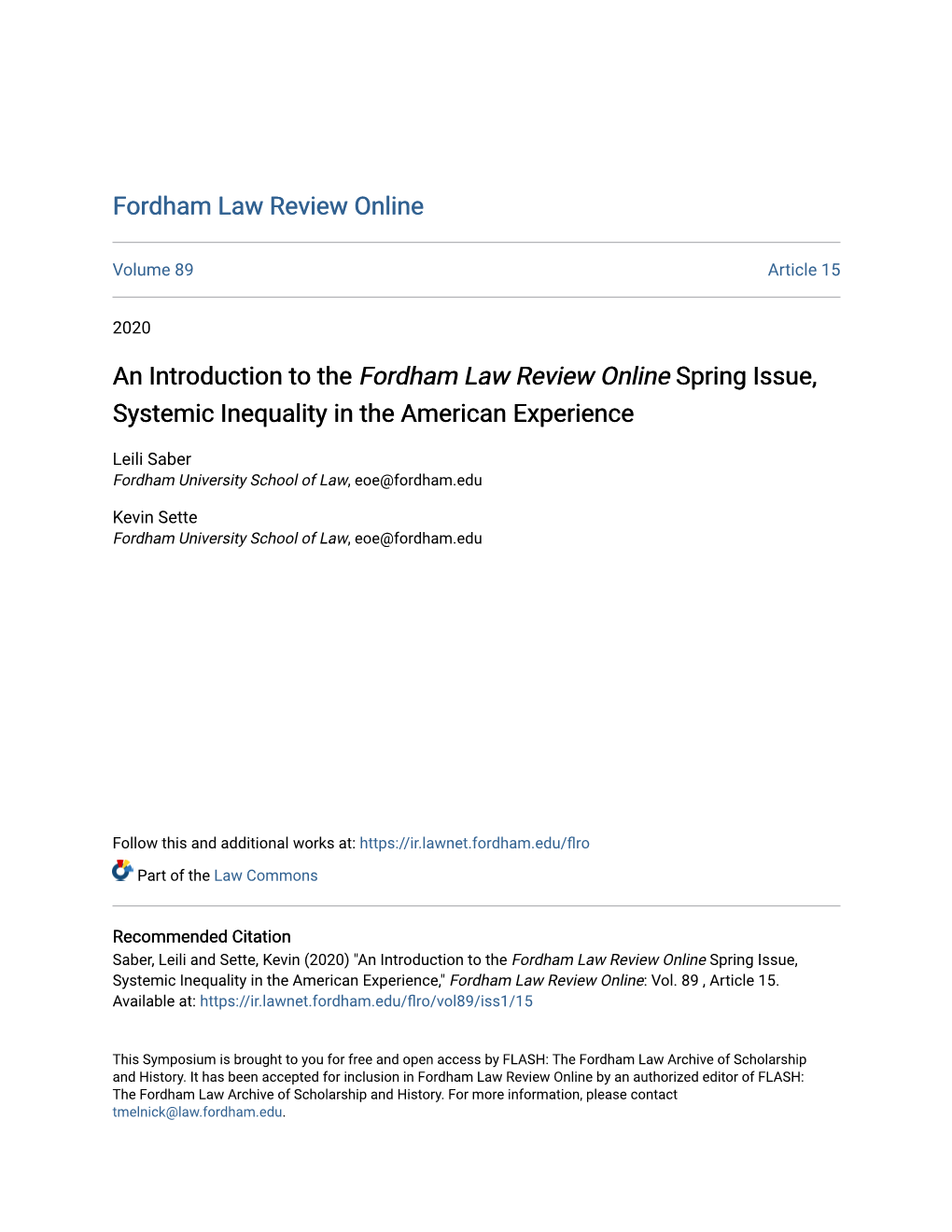 Fordham Law Review Online