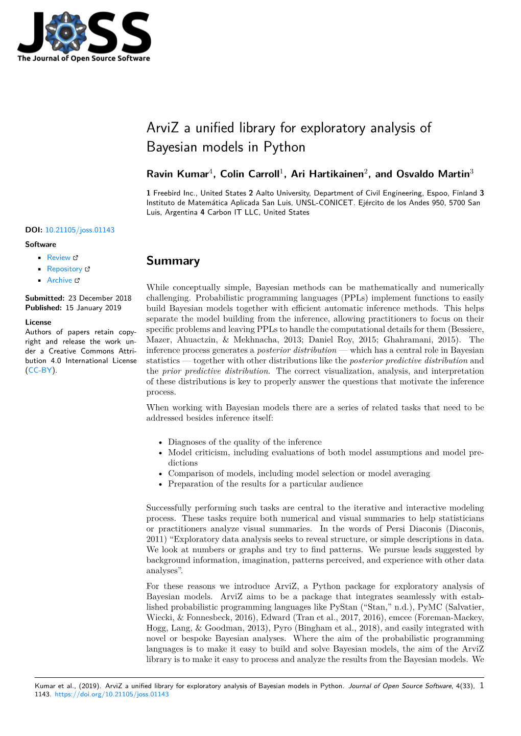 Arviz a Unified Library for Exploratory Analysis of Bayesian Models in Python