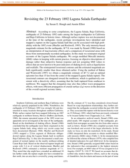 Revisiting the 23 February 1892 Laguna Salada Earthquake by Susan E