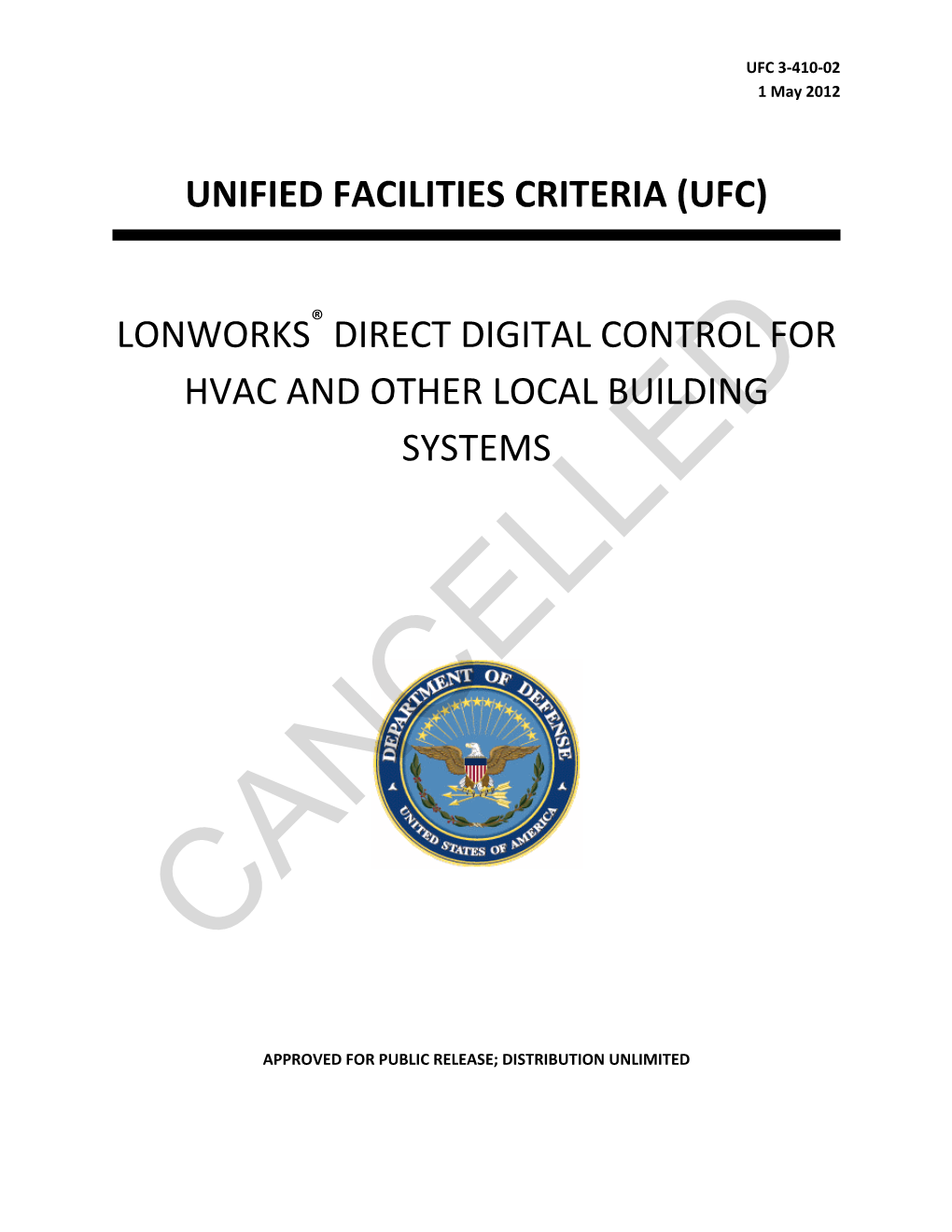 UFC 3-410-02 Lonworks (R) Direct Digital Control for HVAC and Other