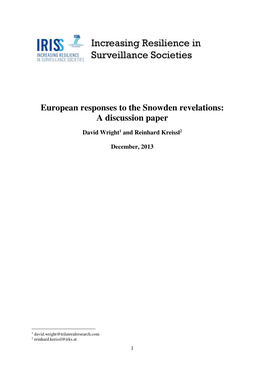 European Responses to the Snowden Revelations: a Discussion Paper