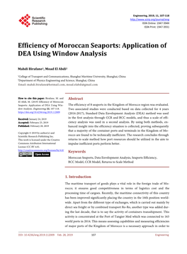 Efficiency of Moroccan Seaports: Application of DEA Using Window Analysis