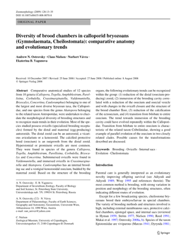 Diversity of Brood Chambers in Calloporid Bryozoans (Gymnolaemata, Cheilostomata): Comparative Anatomy and Evolutionary Trends