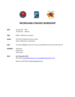 Wp/Boland Coaches Workshop