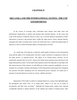 Chapter Iv Sri Lanka and the International System