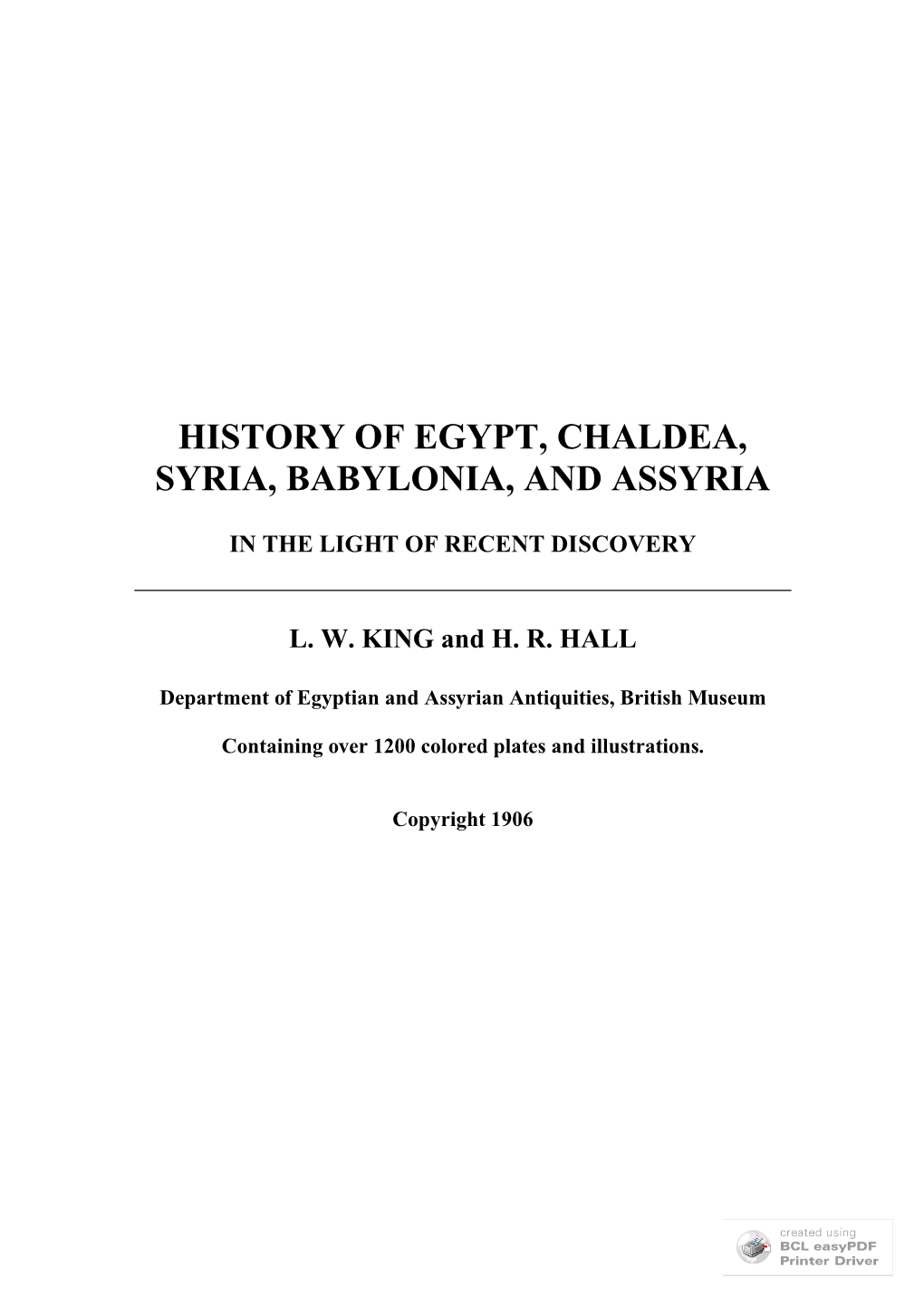 History of Egypt, Chaldea, Syria, Babylonia, and Assyria